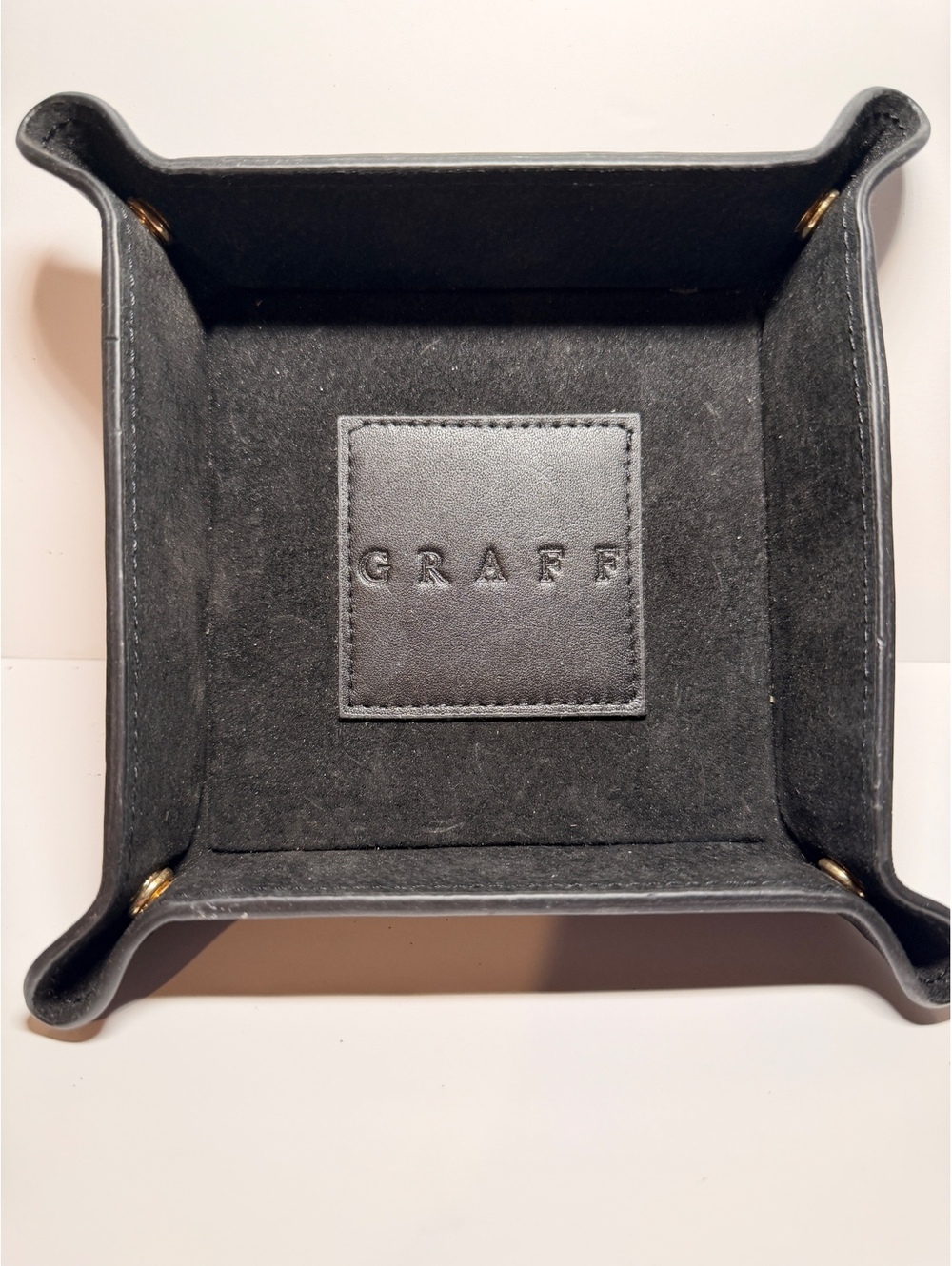Graff Black Leather and Suede Valet Tray